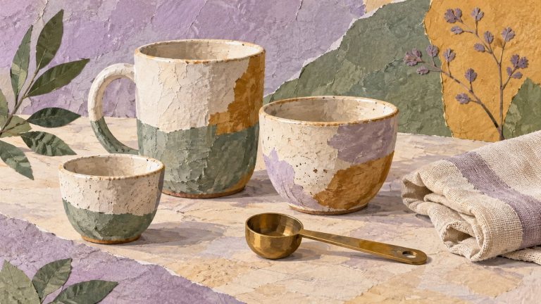 Coffee cups and measuring spoon illustrating degrees of French adverbs